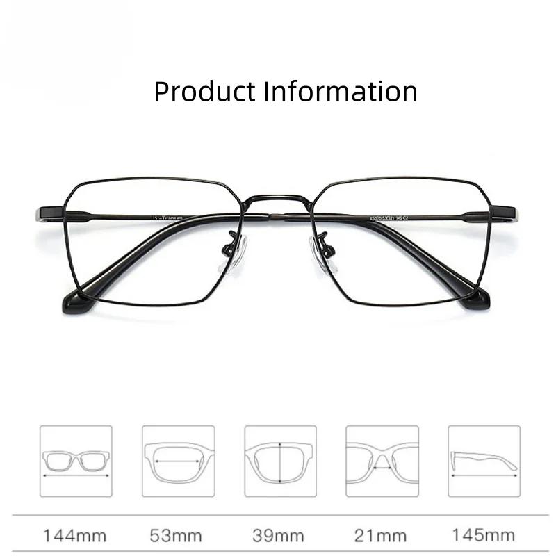 Monture de lunettes en titane pour hommes, grand visage, Ultra légère, polygonale, Prescription opti