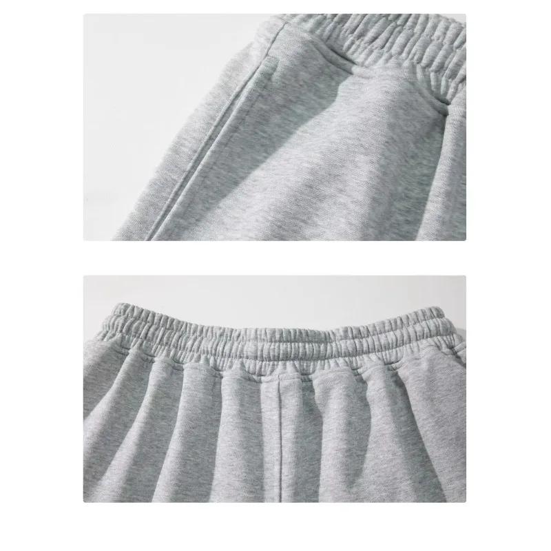 Short de rue Simple 100% coton pour hommes et femmes, pantalon ample à cinq points, blanc et gris, p