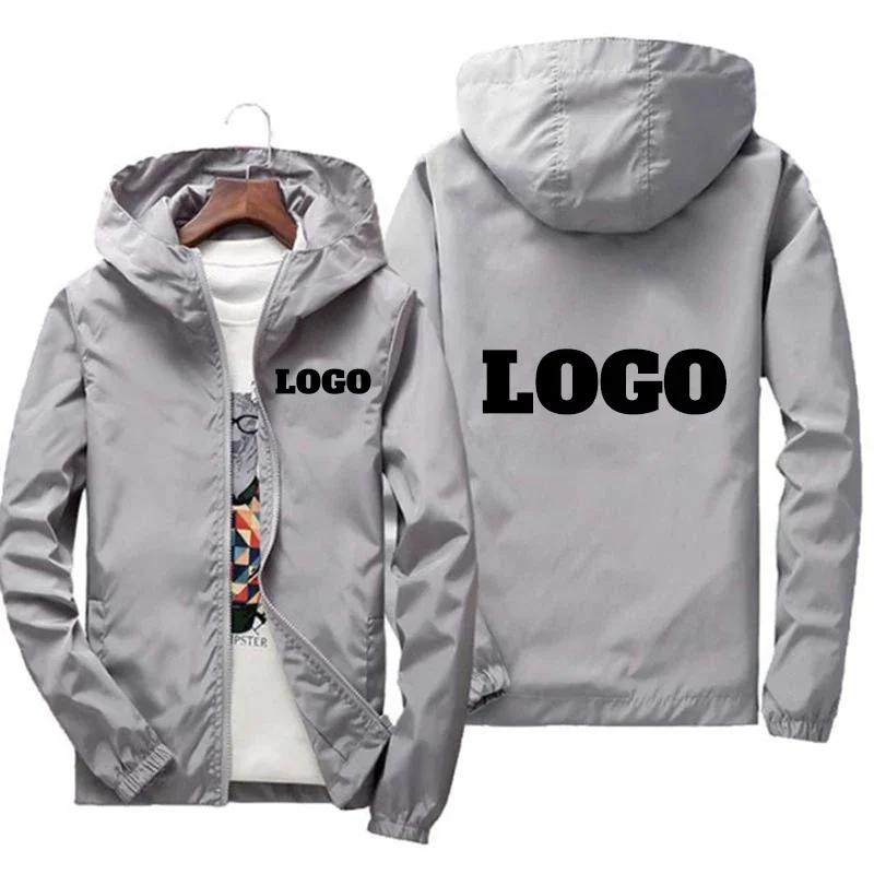 Veste imperméable avec logo de marque personnalisé pour hommes, coupe-vent chaud, vêtements décontra