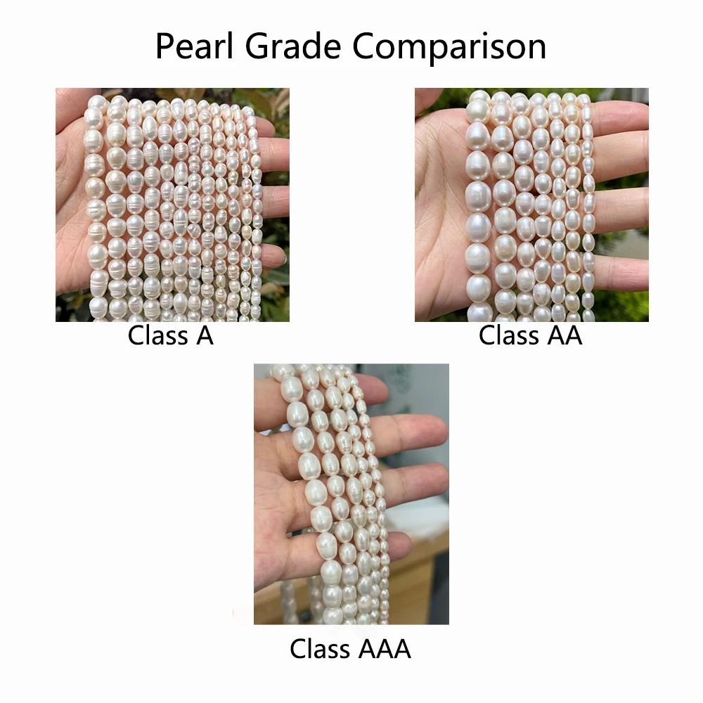 Perles d'eau douce 100% naturelles, vente en gros, A/AA/AAA, perles en forme de riz de haute qualité