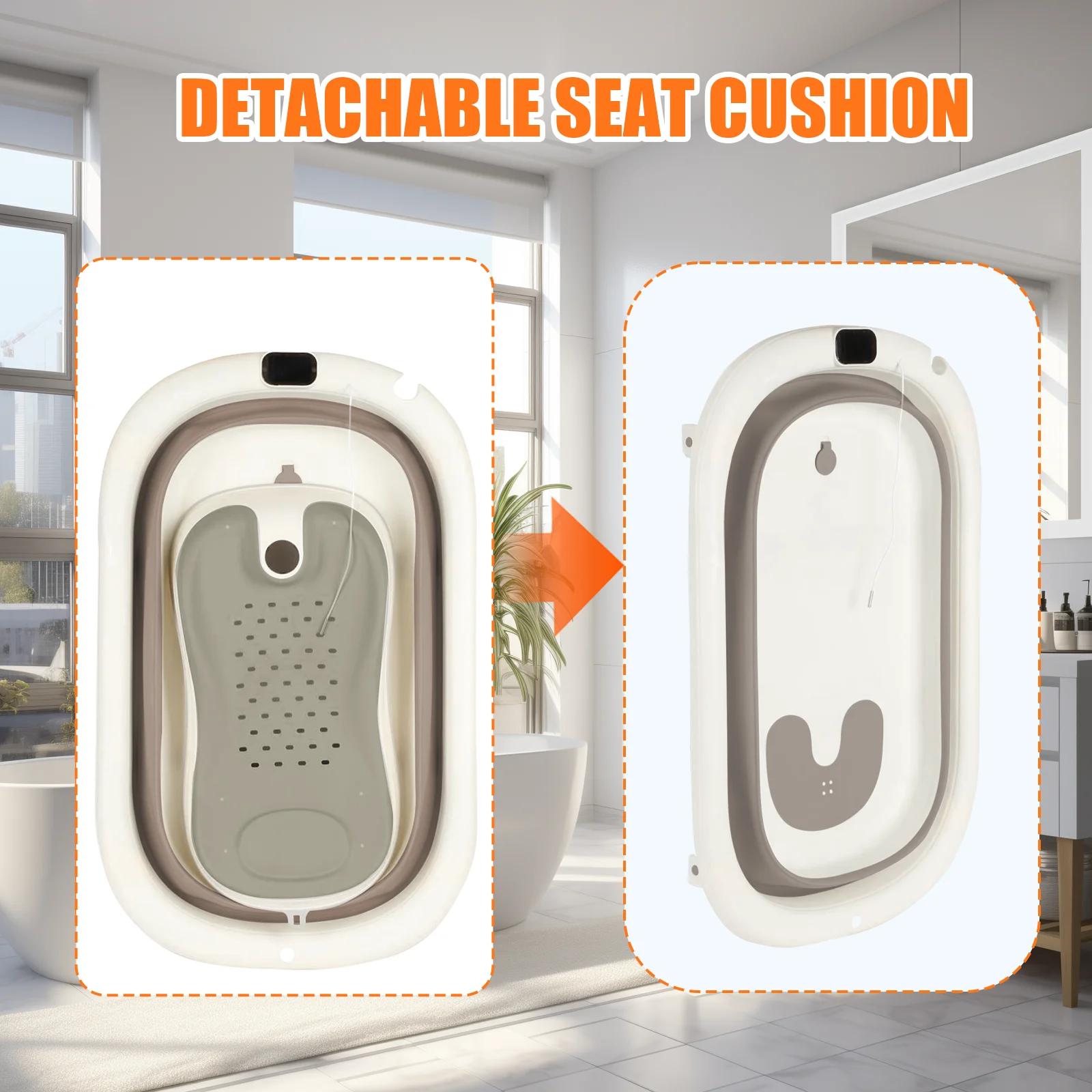 Baignoire Pliable Bébé, Baignoire Pliable Pour Nouveau-Né Avec Coussin (0-24 Mois), Cadeau de Naissa