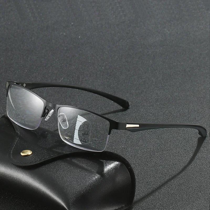 Lunettes de lecture photochromiques multifocales progressives pour hommes, anti-lumière bleue, lunet