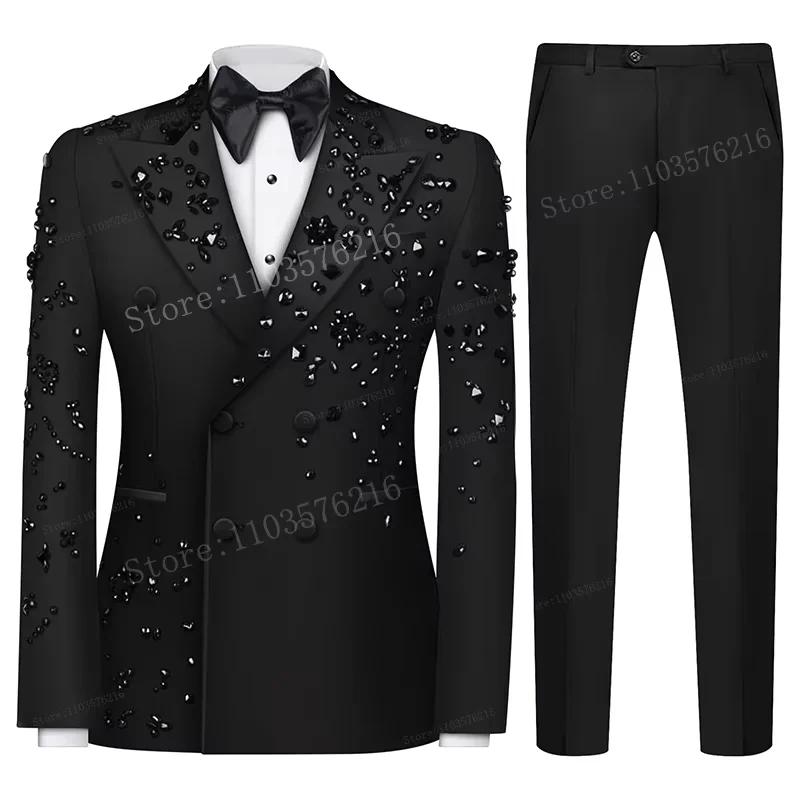 Costume 2 pièces personnalisé pour hommes, coupe cintrée, Double boutonnage, luxe, haute qualité, or
