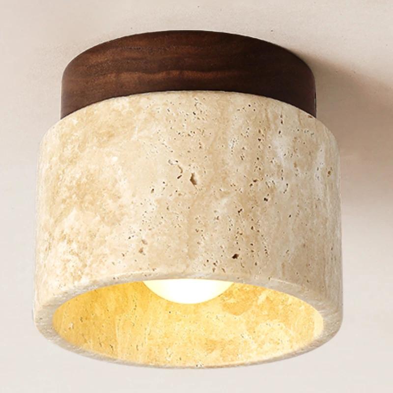 Plafonnier Led monté en Surface Downlight Style japonais pierre bois lumière ronde 110V220V pour sal