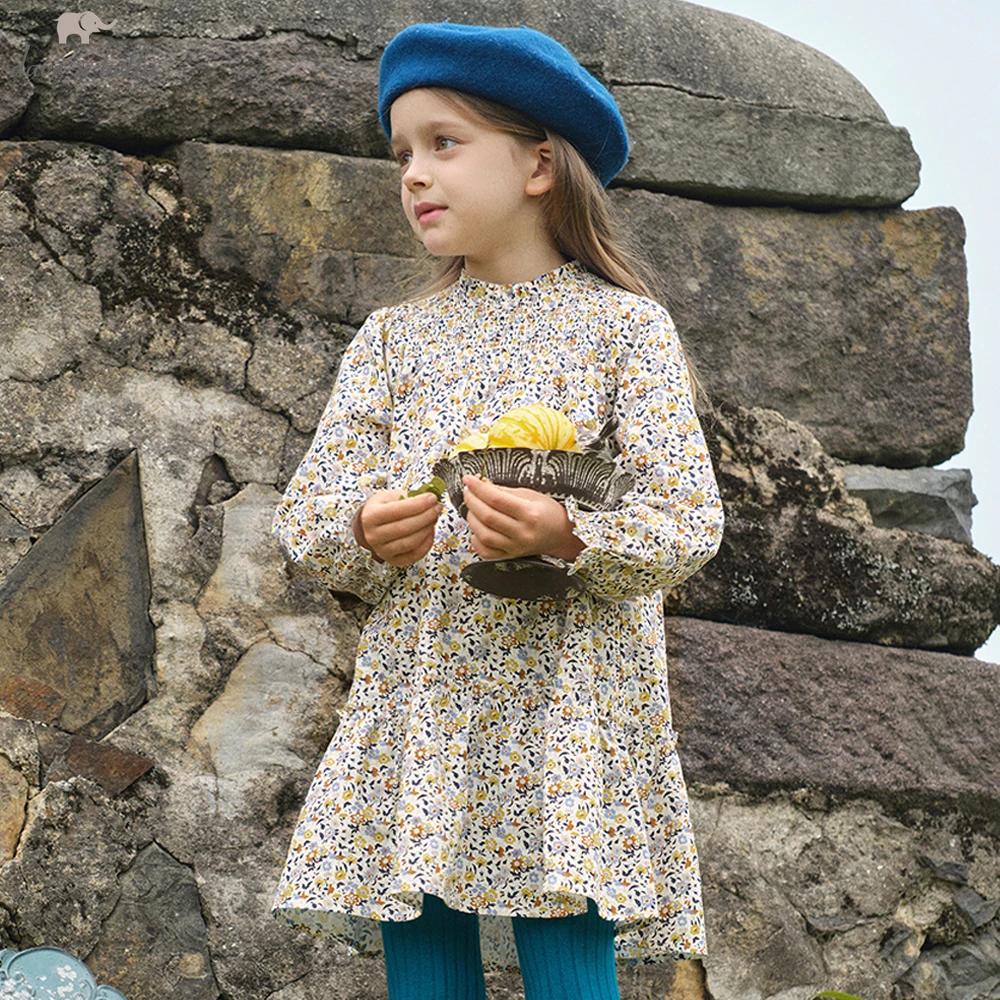 Dave Bella filles florale automne printemps robe mignonne enfants à manches longues robe de princess