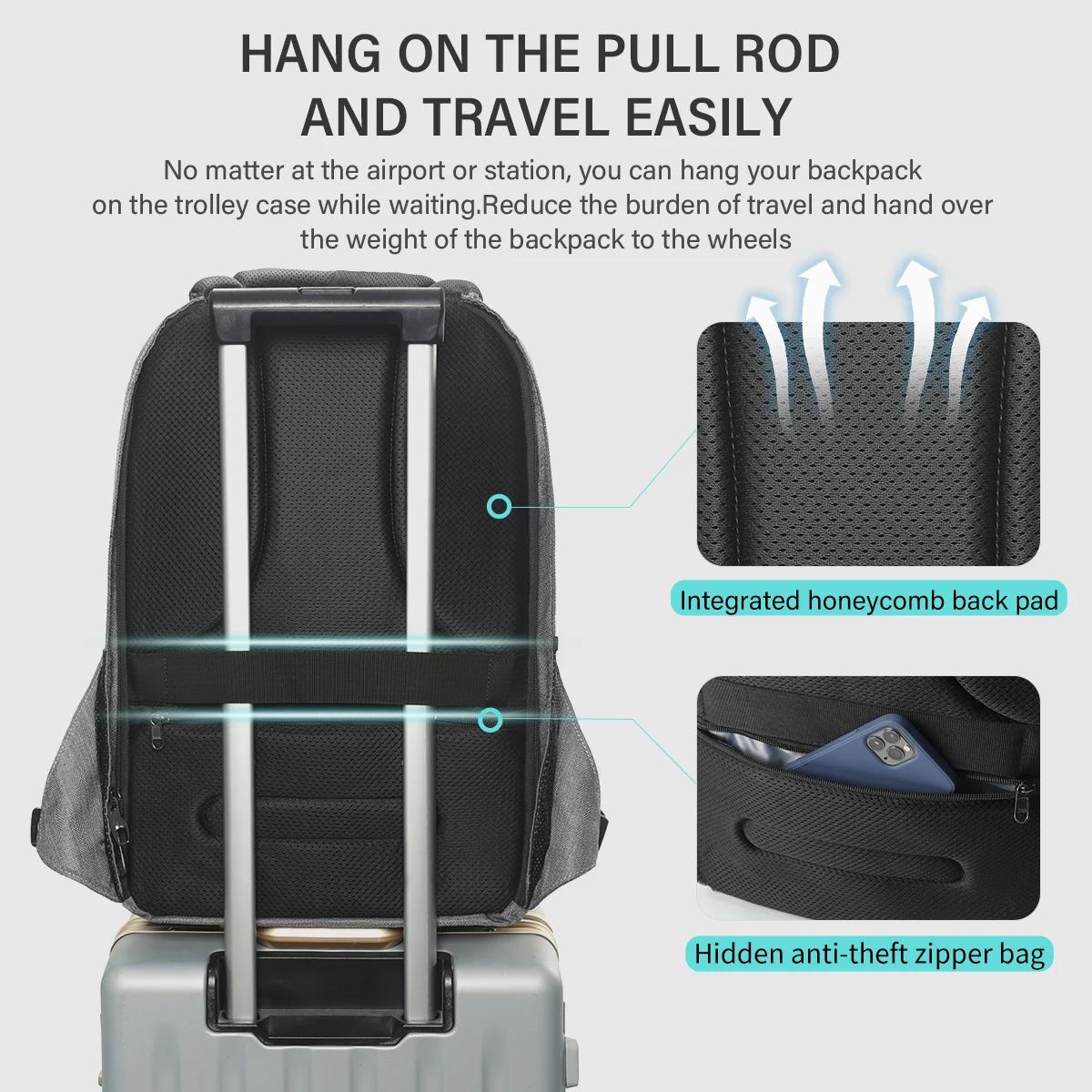 Tigernu hommes Anti-vol sac à dos 15.6 pouces sac à dos pour ordinateur portable sacs avec Port USB 