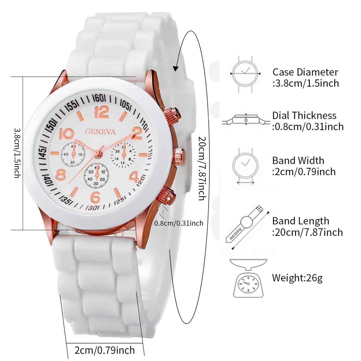 5 pièces montres pour femmes mode bracelet en Silicone ensemble de montre à Quartz analogique (sans 