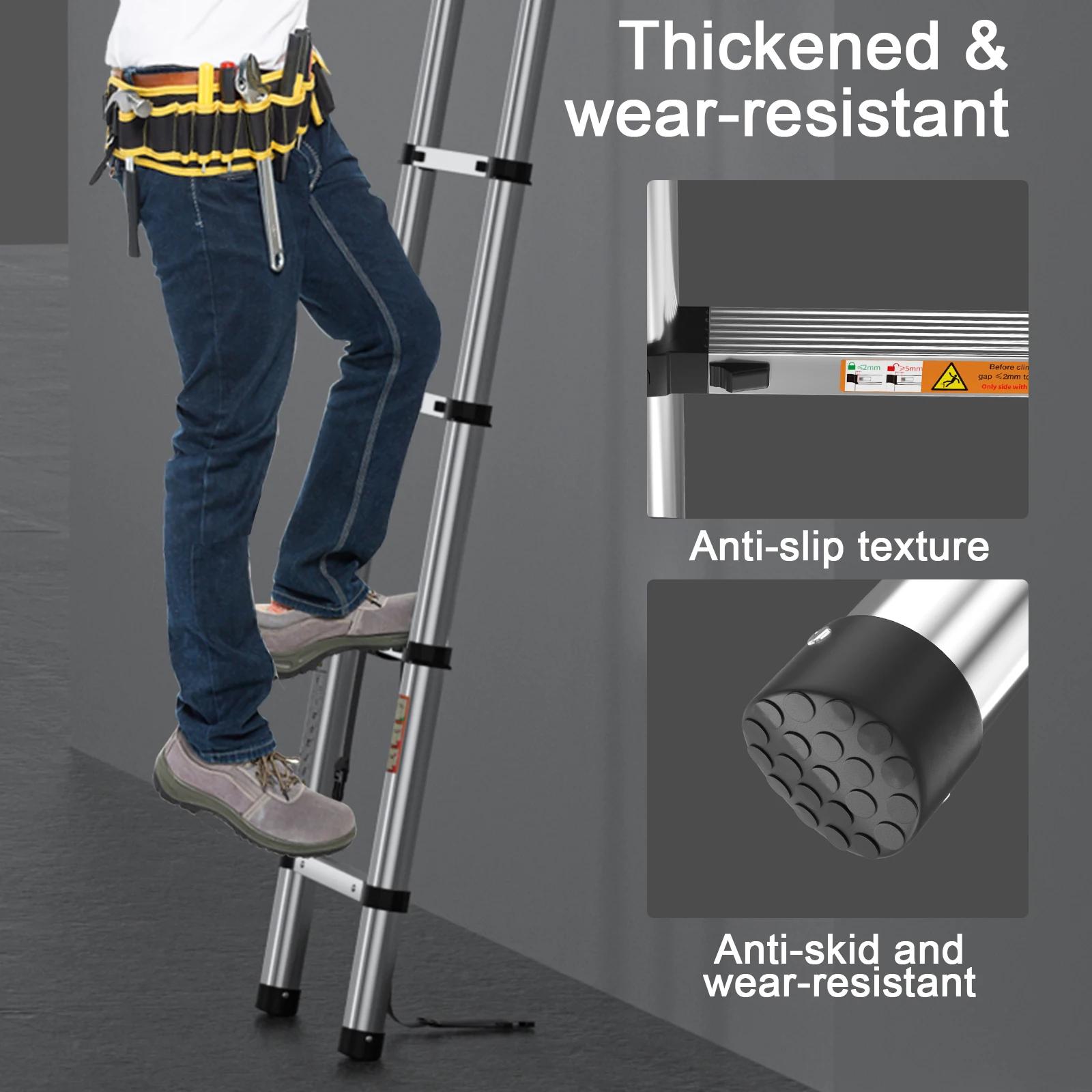 Échelle télescopique en acier inoxydable, charge 150kg, extensible pratique, pour tirer des murs, ch
