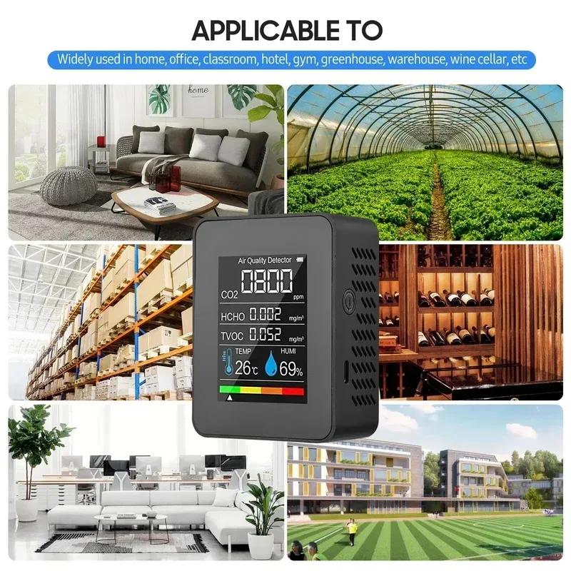 Nouveau compteur de CO2 multifonctionnel 5 en 1, testeur numérique de température et d'humidité, dét