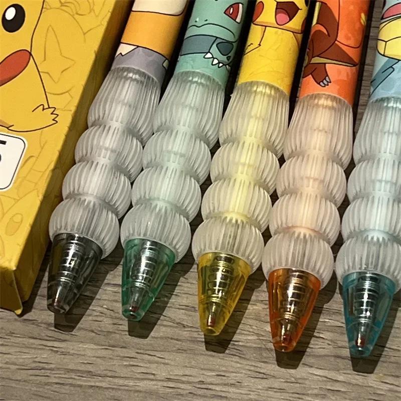 Ensemble de stylos Gel Pikachu, 5 pièces, stylo à bille Pokemon, stylo d'écriture imprimé de dessin 
