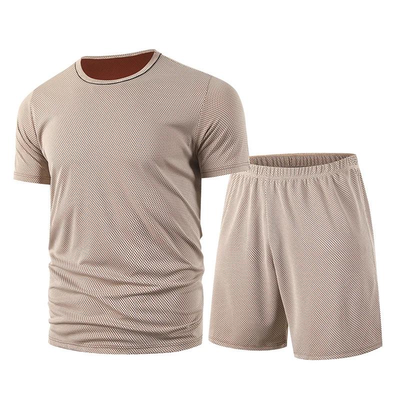 Ensemble d'été 2 pièces en maille multicolore pour hommes, short à manches courtes, T-shirt de sport