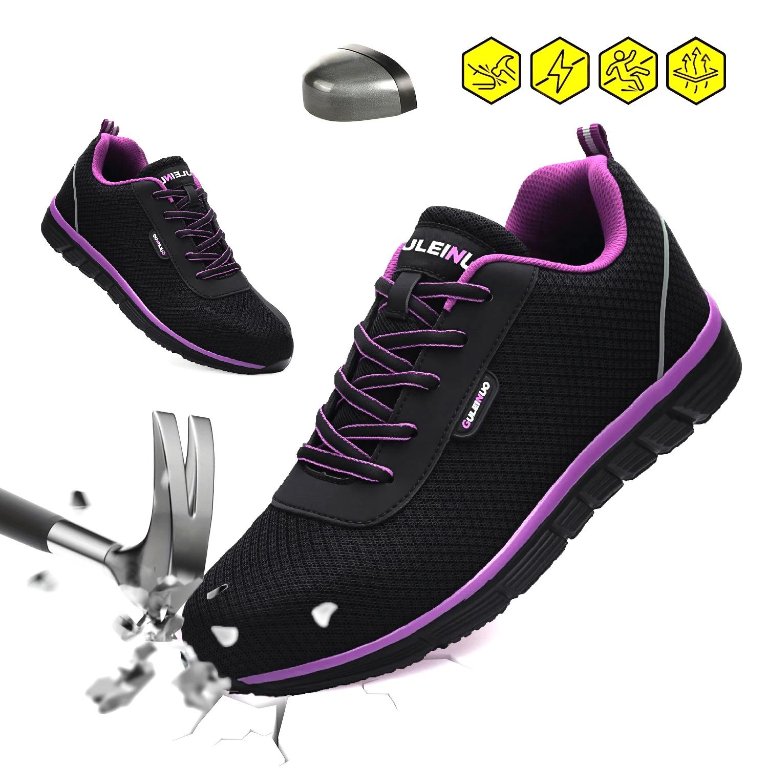 Chaussures de travail de sécurité pour femmes, baskets légères, respirantes, Anti-écrasement, antidé