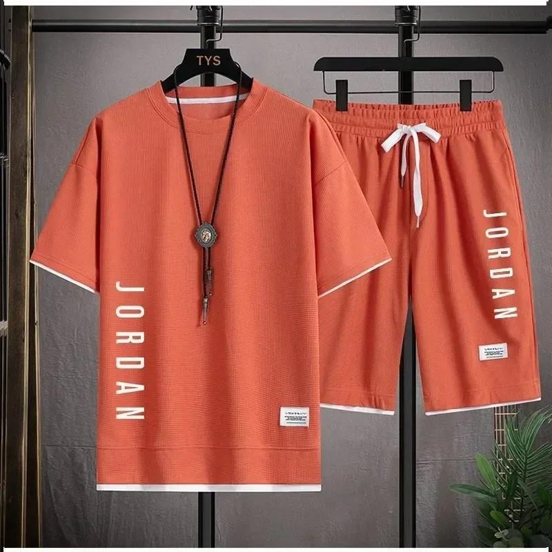 Ensemble de sport pour hommes, t-shirt décontracté imprimé JORDAN + short, ensemble de course à pied