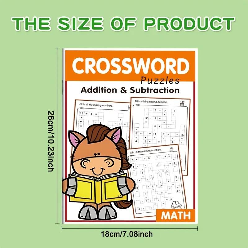 Livre de puzzle de mots croisés mathématiques pour enfants, pratique de l'addition et de soustractio