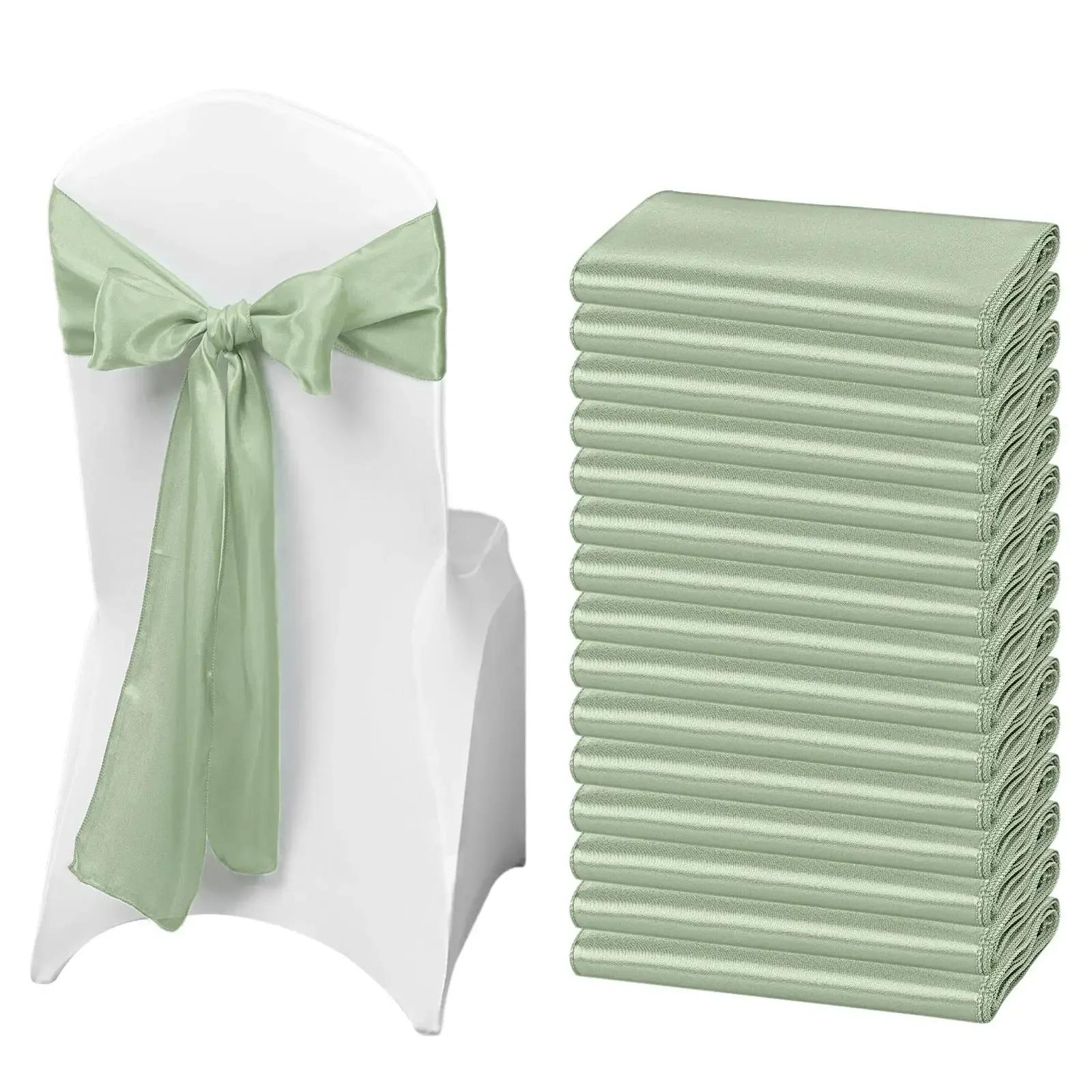 Ceintures à nœud en Satin pour chaise de mariage, 10/50 pièces, attaches en ruban pour fête, événeme