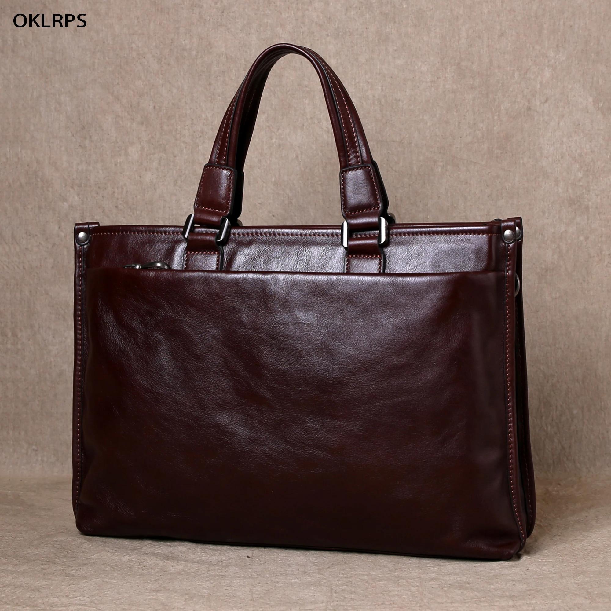 Sac à main en cuir de soie tanné végétal, mallette d'affaires décontractée, sac d'ordinateur 14 ", s