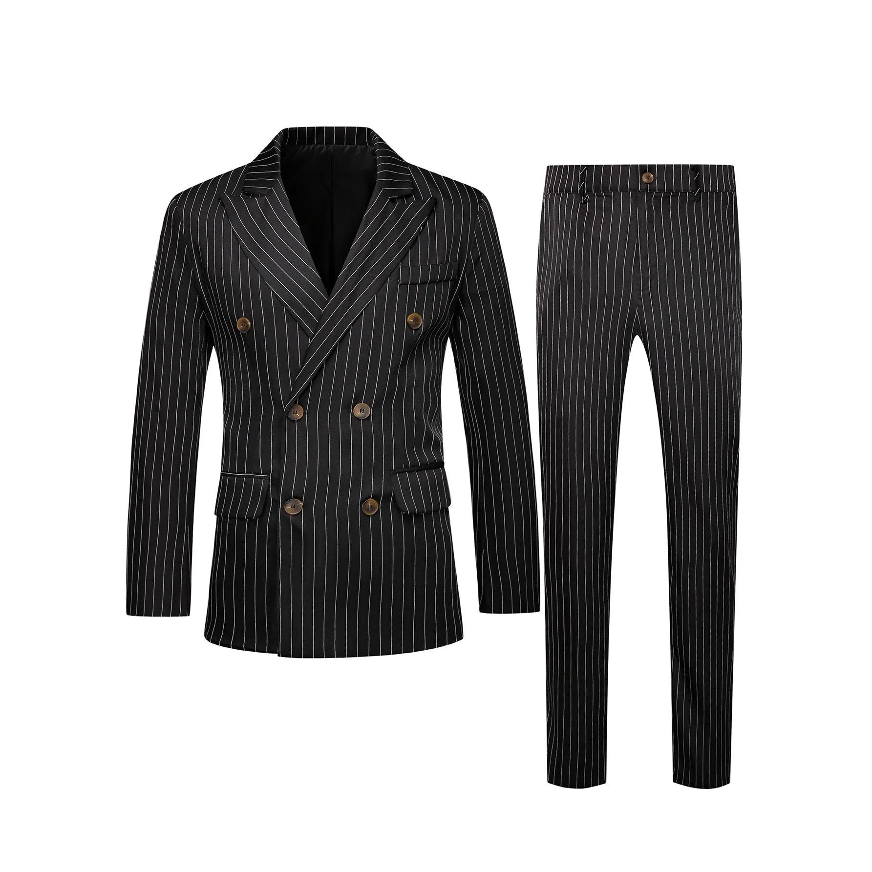 Vêtements pour hommes européens et américains de haute qualité, costumes formels à rayures, pantalon