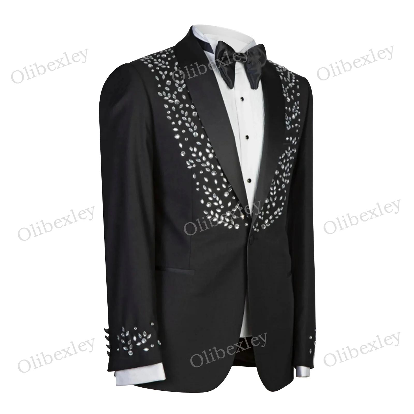 Smokings noirs pour hommes costumes noirs 2 pièces personnalisé Elegante haute qualité Slim Fit homm