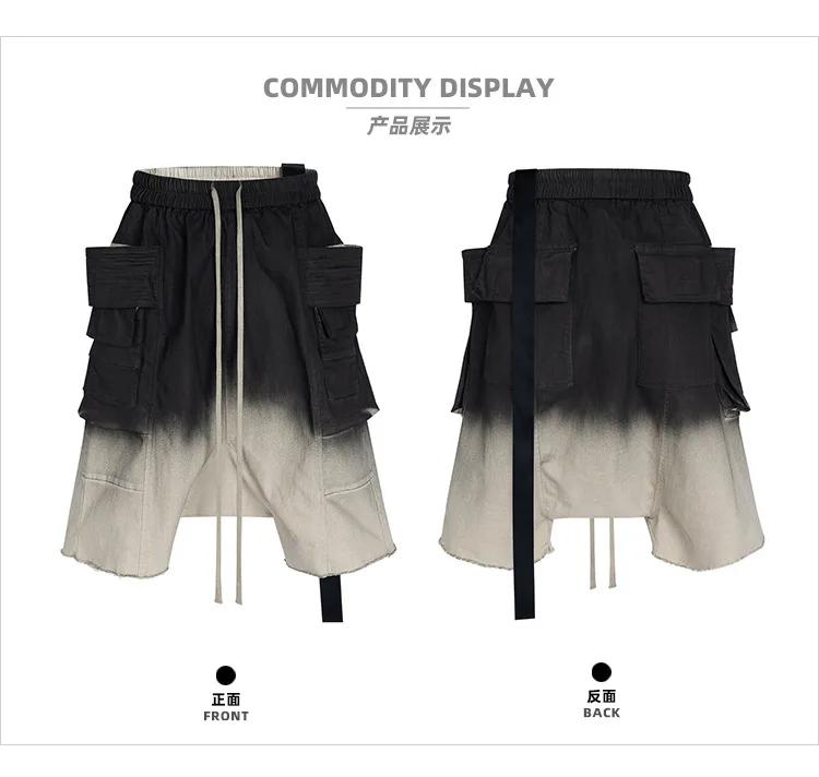 Shorts Harem à double anneau dégradé délavé MIJKO, coupe décontractée et confortable pour hommes 848