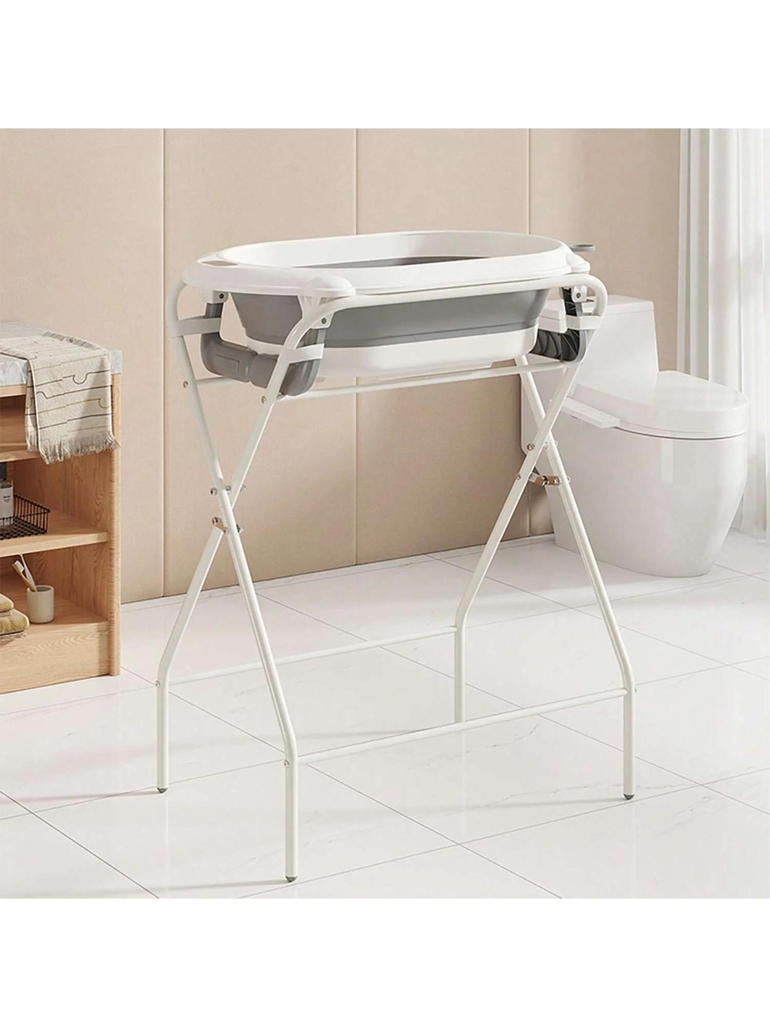 Baignoire pour bébé avec support (pliable) – Thermomètre, coussin ergonomique, oreiller de bain faci