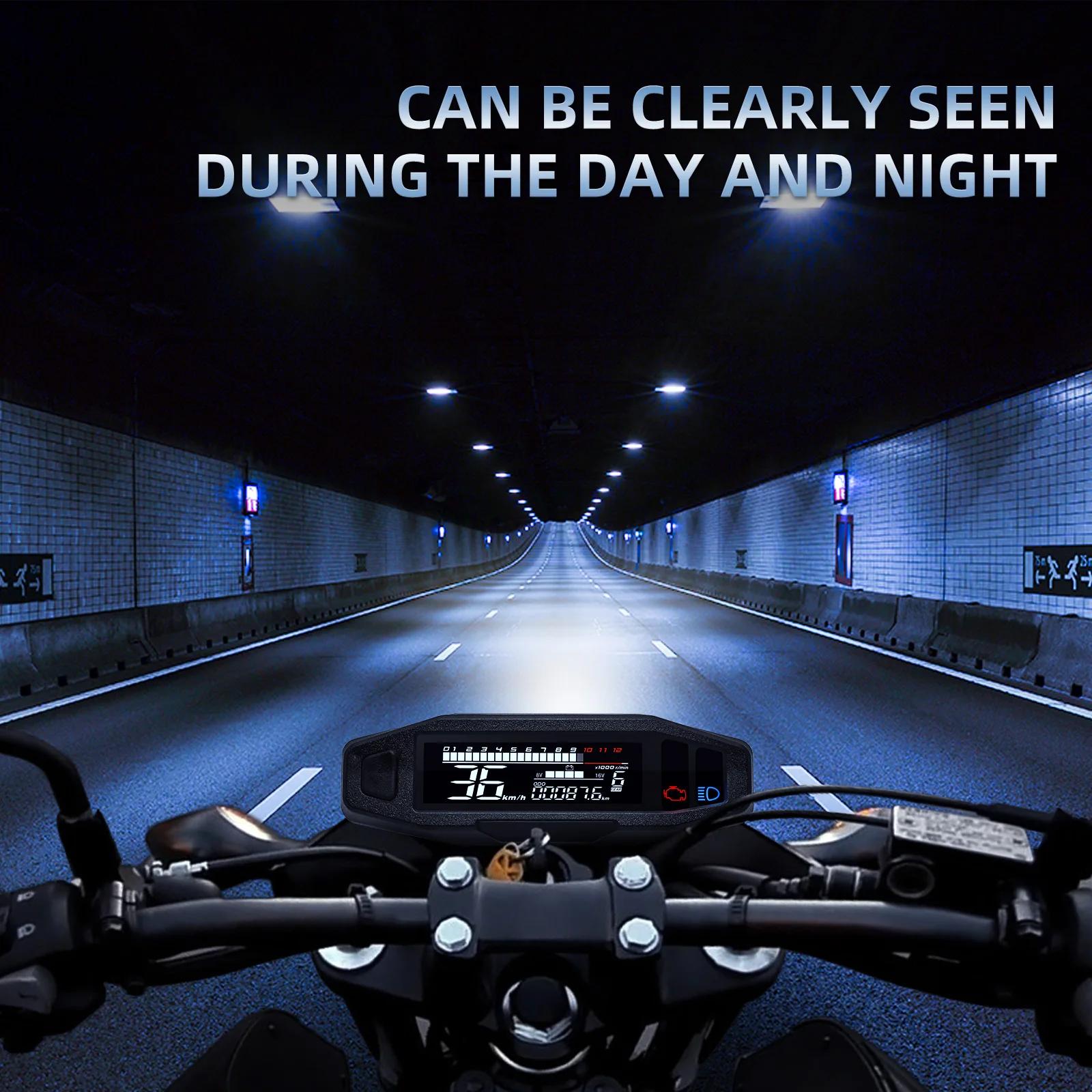 Compteur de vitesse GPS universel pour moto, tableau de bord numérique, tachymètre avec clignotant, 