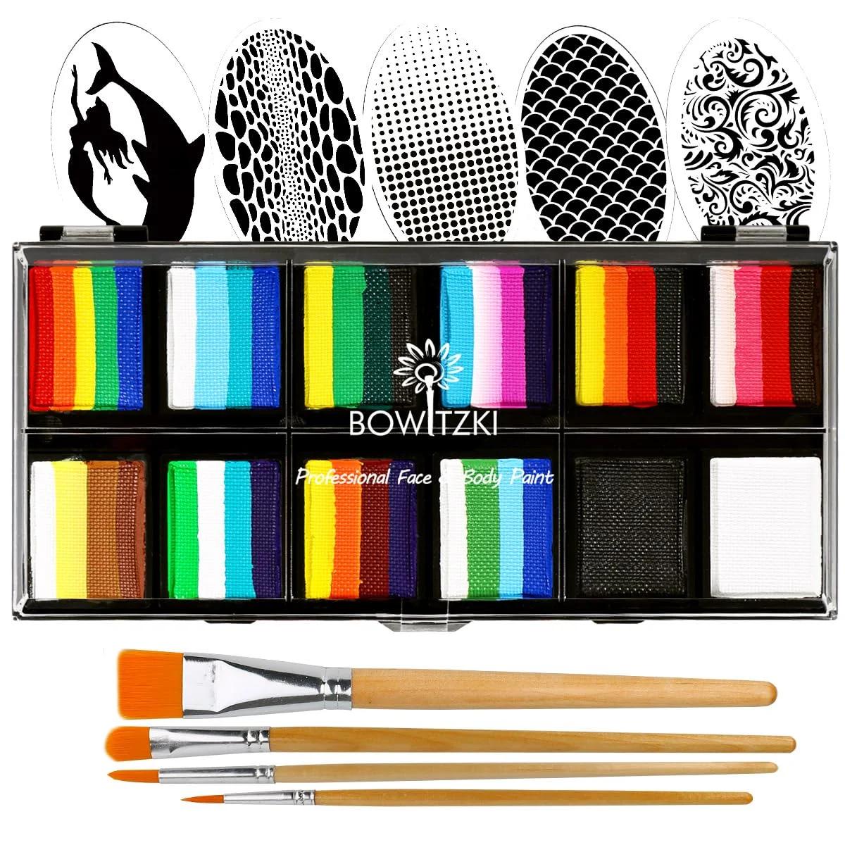 Bowitzki 12x10 gm Kit de peinture pour le visage professionnel ensemble de peinture pour le corps gâ