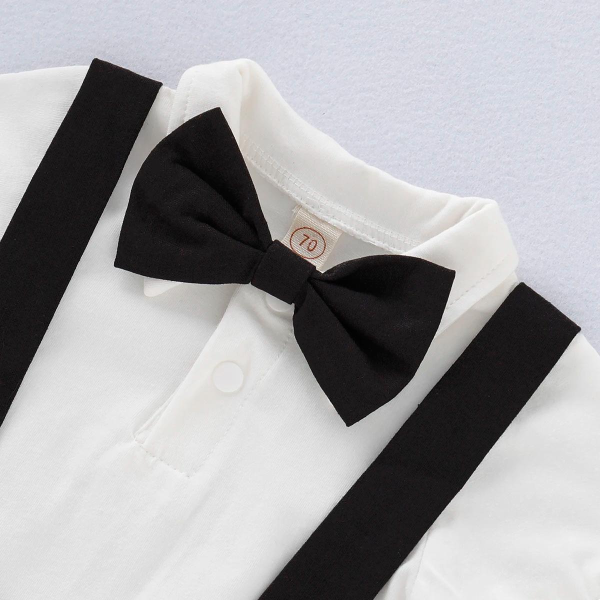 Mini tenue pour homme, Costumes formels pour nouveau-né garçon, chemise à manches courtes avec nœud 