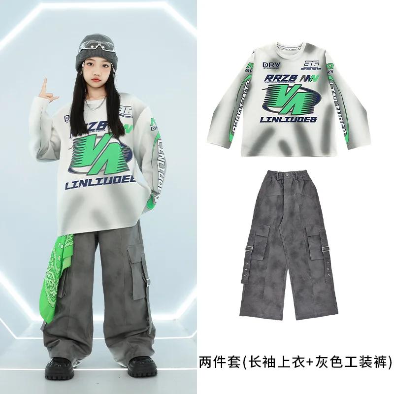 Costume de danse Hip Hop Jazz pour garçons et filles, haut à manches longues, tenue de pantalon, pra