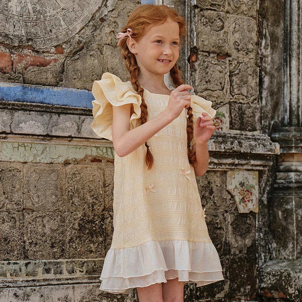 Robes de princesse d'été pour filles Dave Bella, 7-13 ans, robe de fête à manches courtes pour enfan