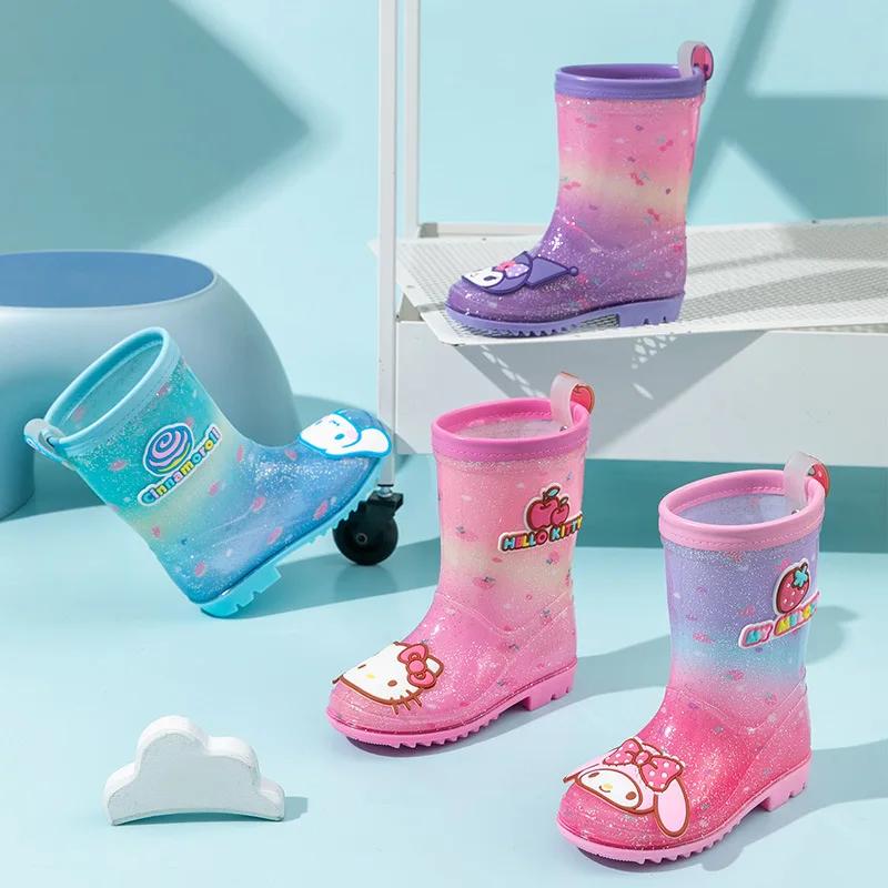 Bottes de pluie pour filles Kuromi Kitty, nouvelle collection Sanrio 2026, chaussures antidérapantes