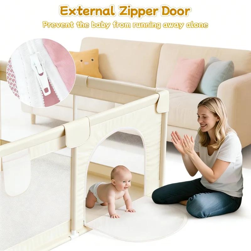 Parc de jeu pour bébés et tout-petits 59x71 pouces, parc de jeu extra large pour bébé avec maille re