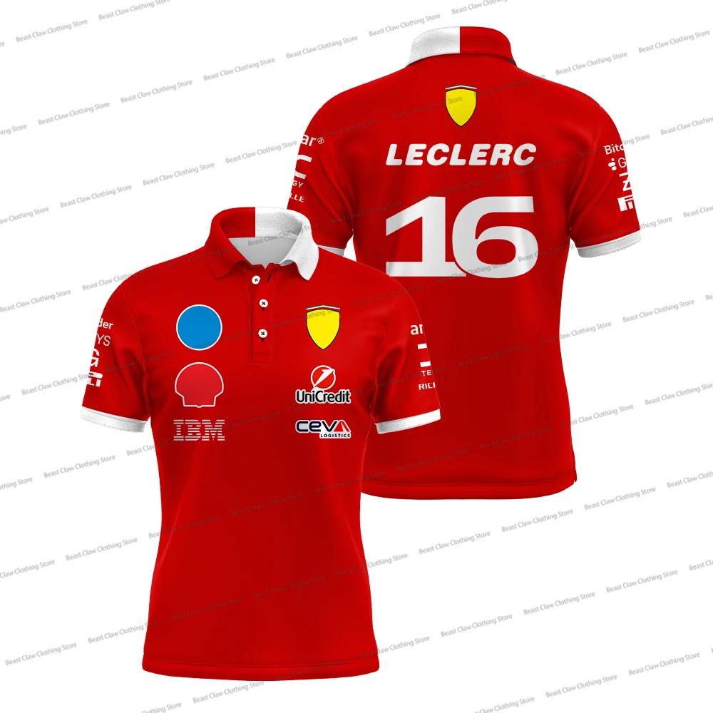 Polo de course Hamilton 44 pour homme Charles Leclerc 16, T-shirt respirant à séchage rapide, Polos 