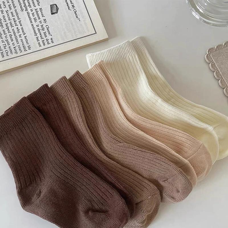 5 paires chaussettes mi-mollet pur coton unie garçon - Confortables respirantes mode usage quotidien