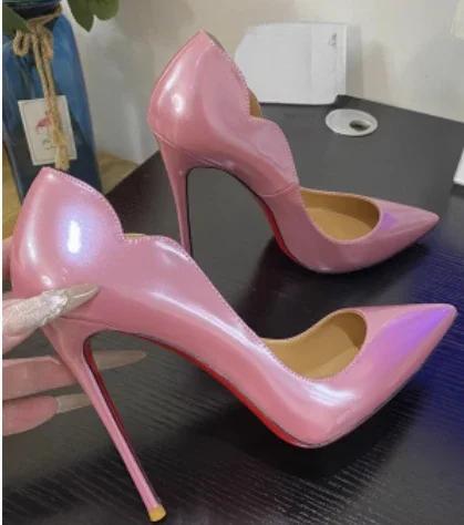 Talons hauts en cuir verni pour femmes, chaussures à bouche peu profonde, couleur personnalisée, mod