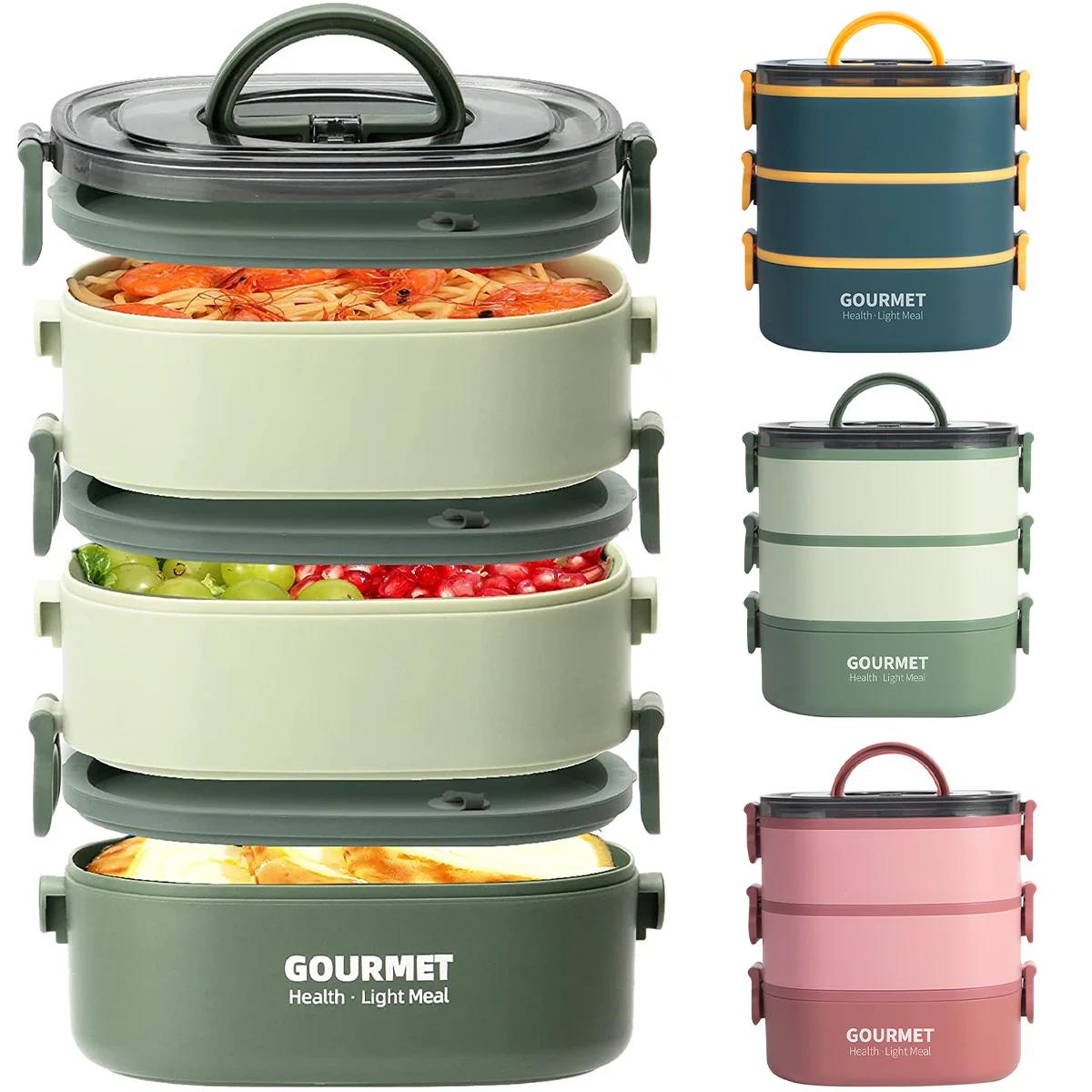 Boîte à déjeuner Portable à 3 couches de 2000ML, boîte à Bento étanche pour enfants étudiants, récip