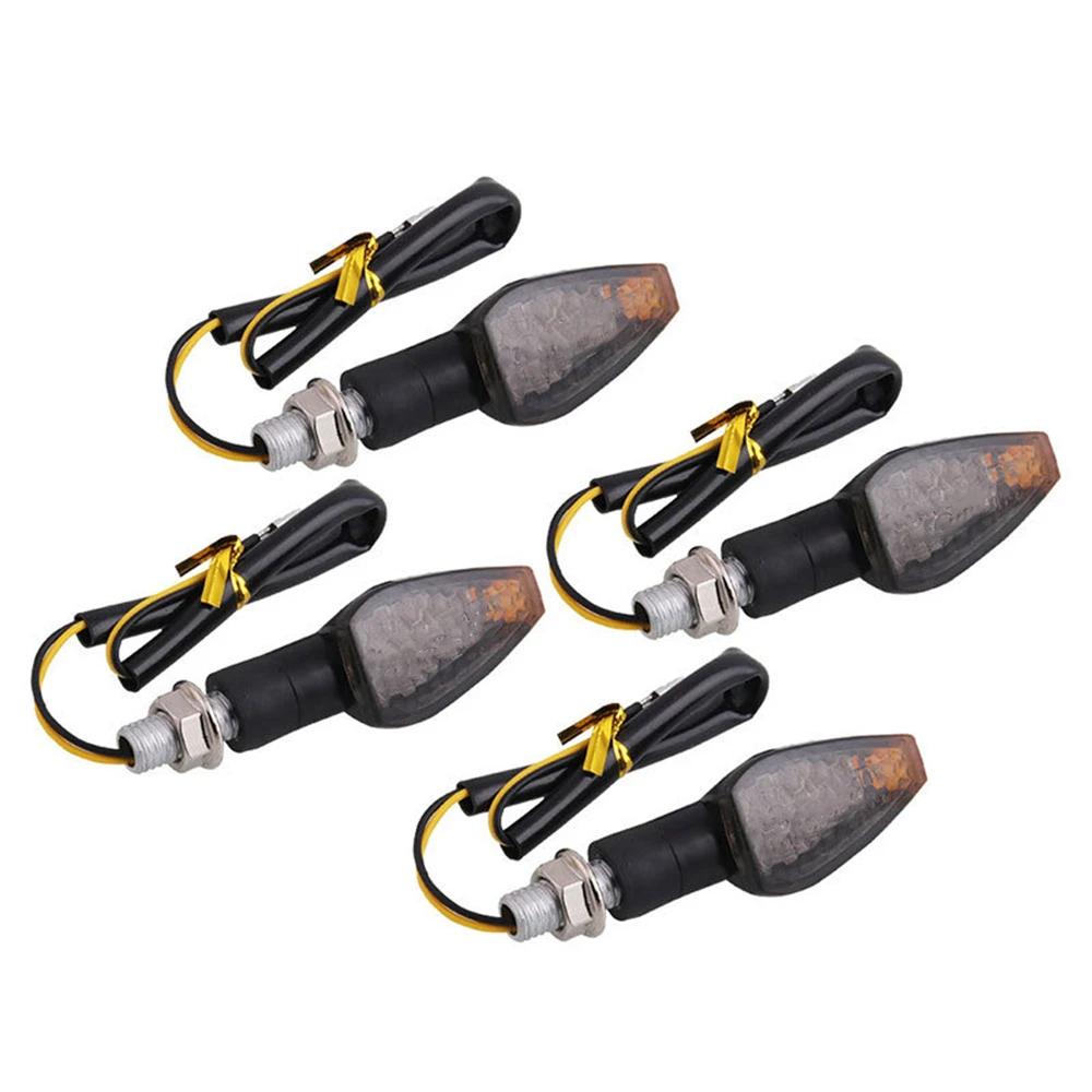 Clignotants LED universels pour motos, longs et courts, accessoires de couleur ambre, 4 pièces/ensem