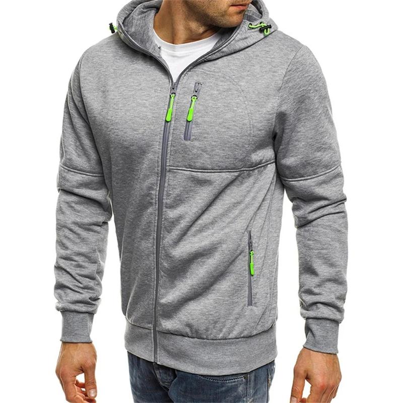 Veste à capuche et fermeture éclair pour hommes, couleur unie, avec poches, mode décontractée, stree