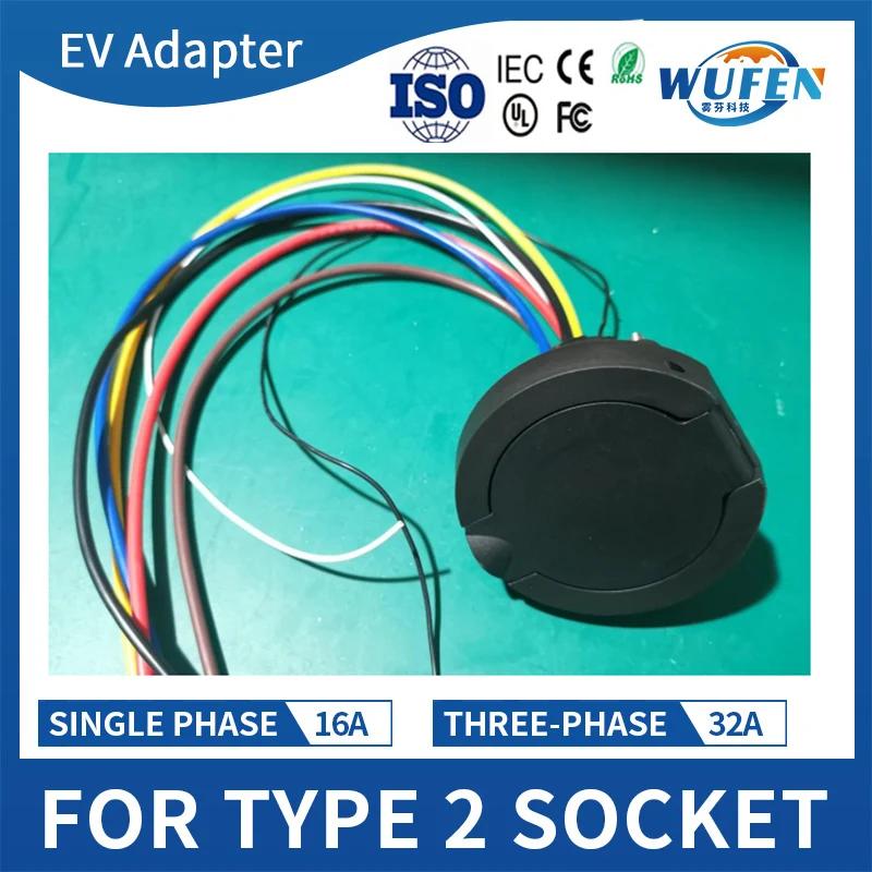 WUFEN Type 2 connecteur de prise femelle prise CE IEC 62196-2 32A 3P 22KW 4 points fixe AC EV charge