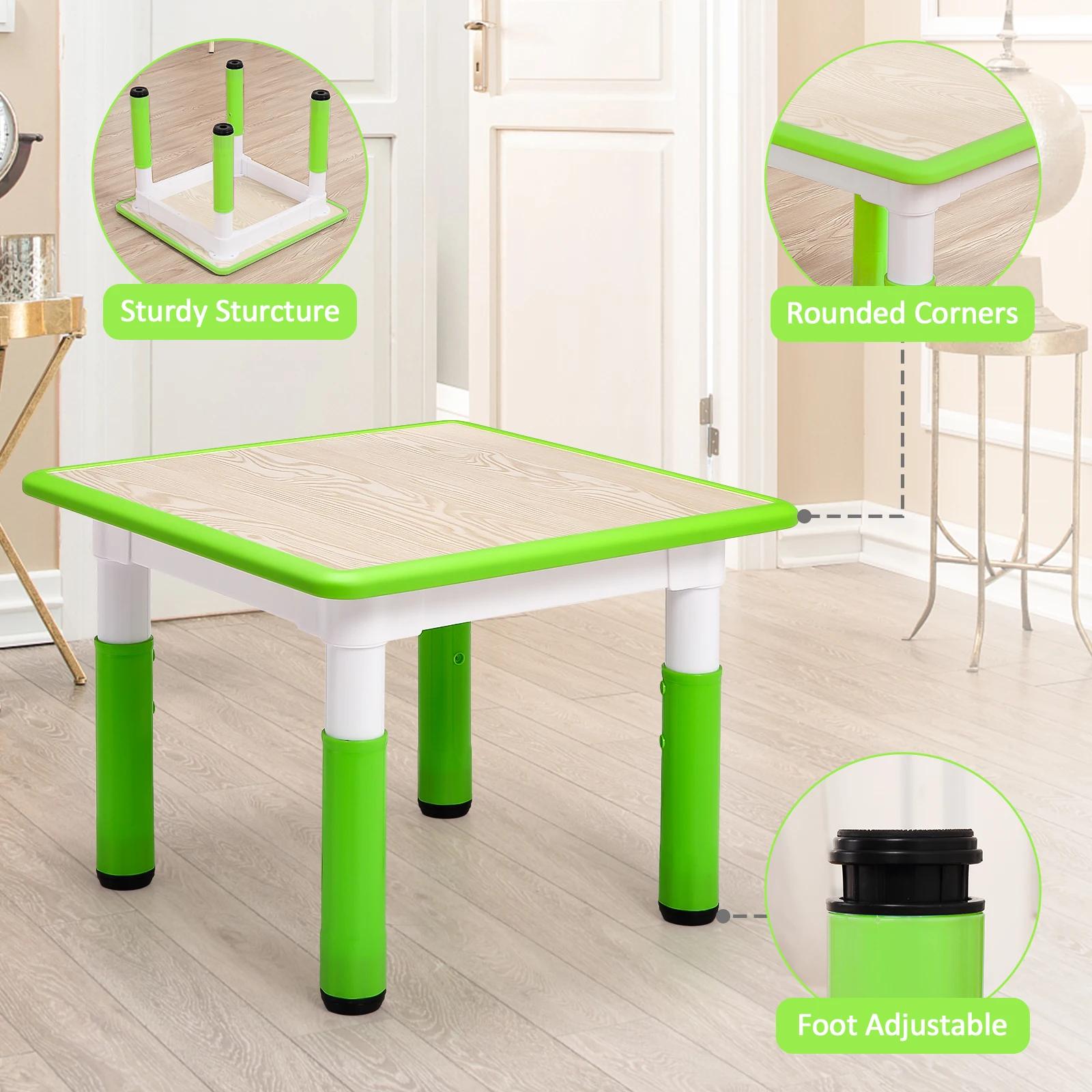Ensemble table et 4 chaises pour enfants, table et chaises réglables en hauteur, plateau anti-graffi