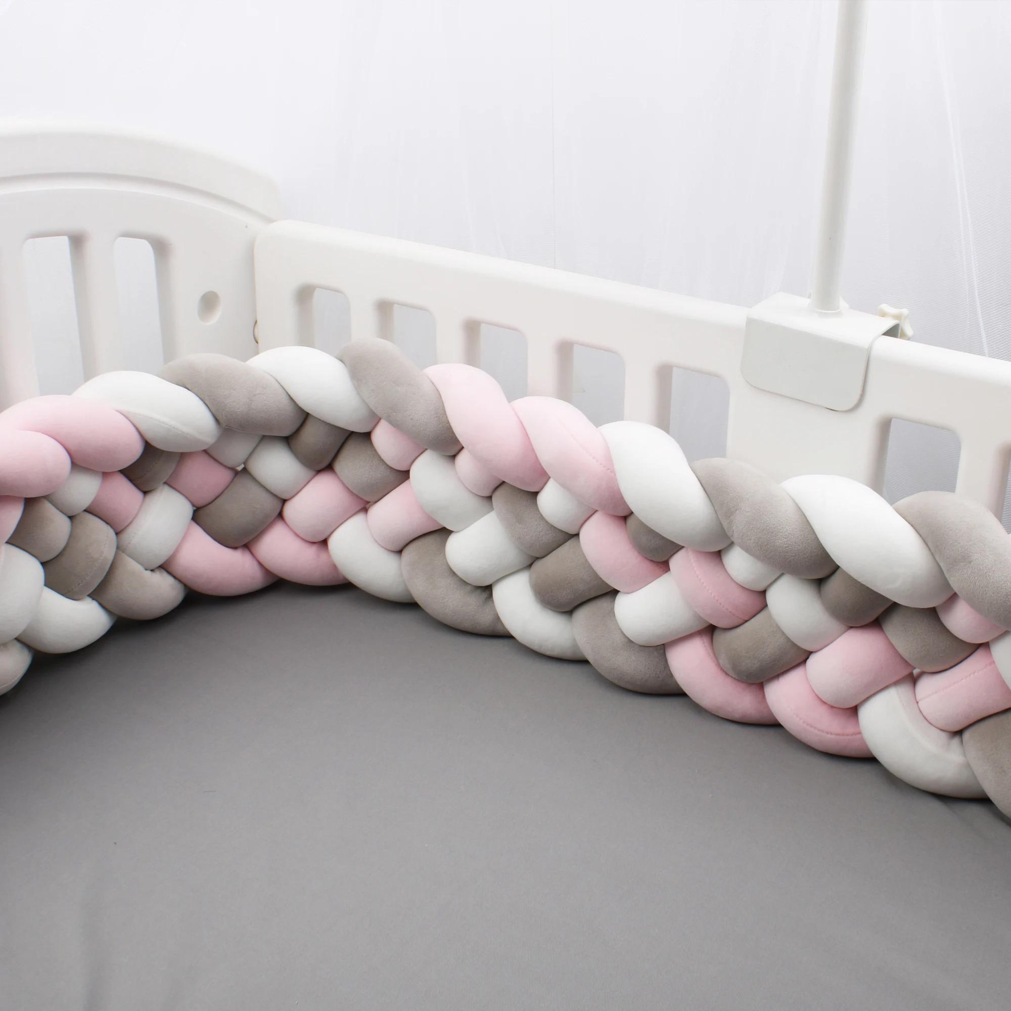 Pare-chocs de lit de bébé de 200cm, oreiller de noeud de tresse, coussin pour la protection de Cpull