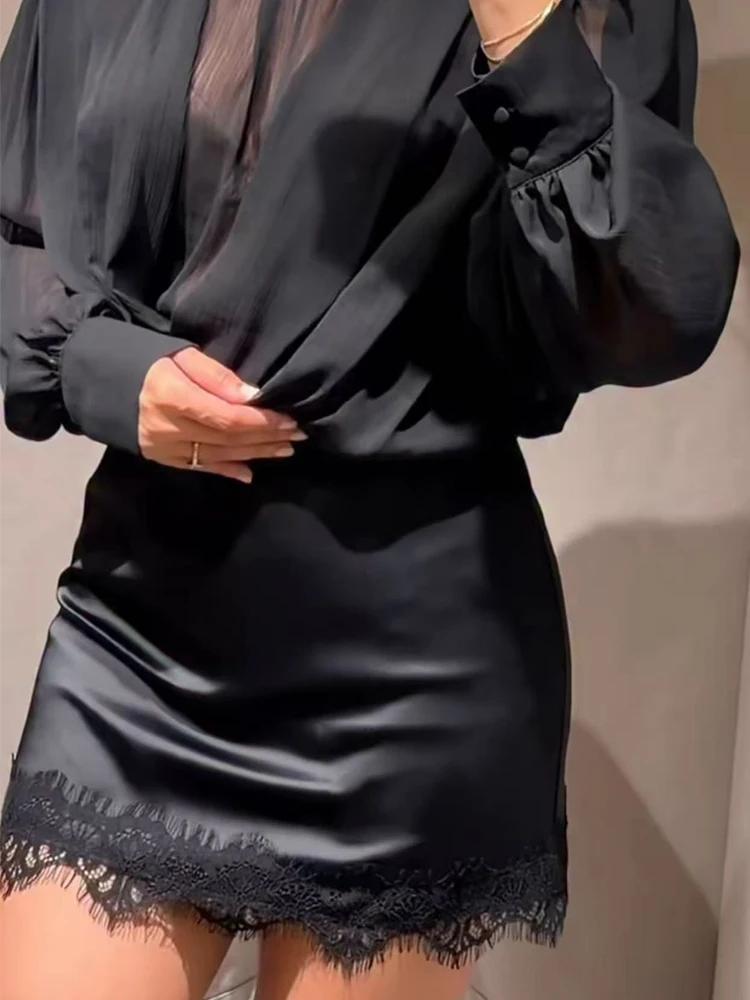 Femmes Mini jupe en dentelle Sexy a-ligne plissée taille haute jupe pour les femmes printemps été no