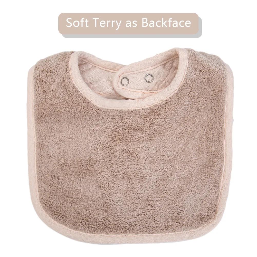 Bavoirs en mousseline de coton pour bébé, ours mignon, serviette de salive, poches absorbantes en U,