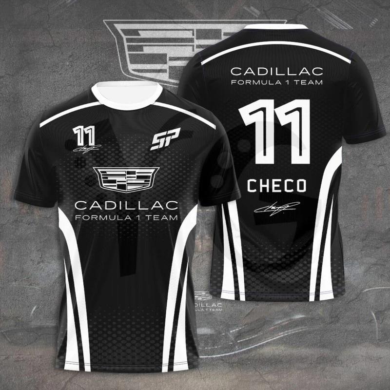 T-shirt pour homme de l'équipe Cadillac Racing avec impression 3D, chemise à manches courtes à sécha