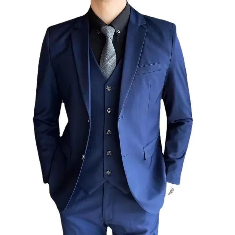 Costume (Blazer + gilet + pantalon) pour hommes, mode décontractée, extérieur, pour hommes d'affaire