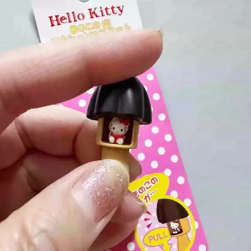 Porte-clés Hello Kitty en résine, motif champignon chocolat, style japonais, mignon et vintage, idéa