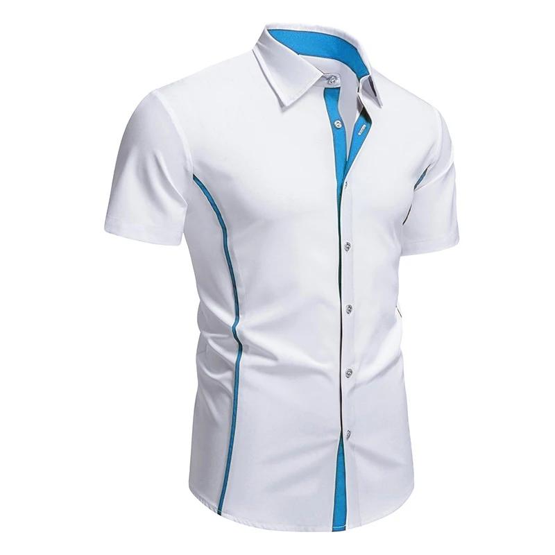 Chemises d'été élastiques formelles pour hommes, chemise boutonnée contrastante, style Y2K Old Money