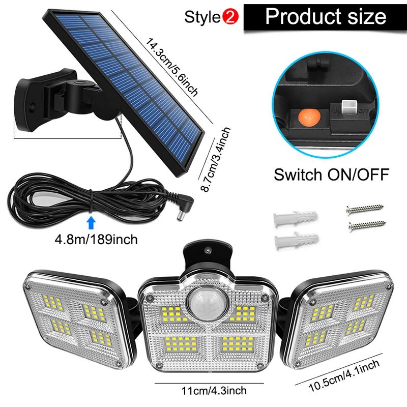 Lampe solaire étanche IP65 avec tête réglable, lampe de jardin, grand angle d'éclairage, 3 modes, 20