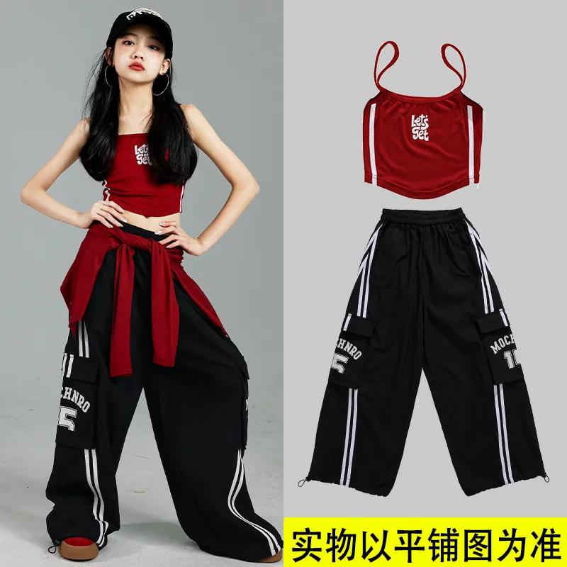 Costume de spectacle de danse Jazz pour filles, Costume d'entraînement Hip-hop rouge, Costume de pho