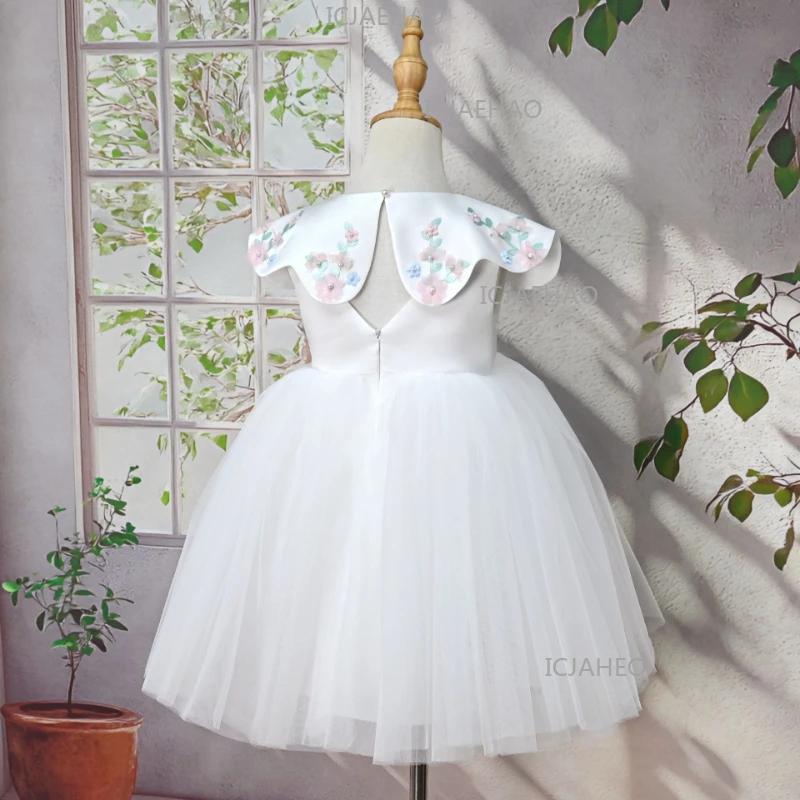 Robe de Cérémonie Enfant 2026, Costume Tutu d'Anniversaire pour Bébé Fille avec Cape Appliquée, Robe