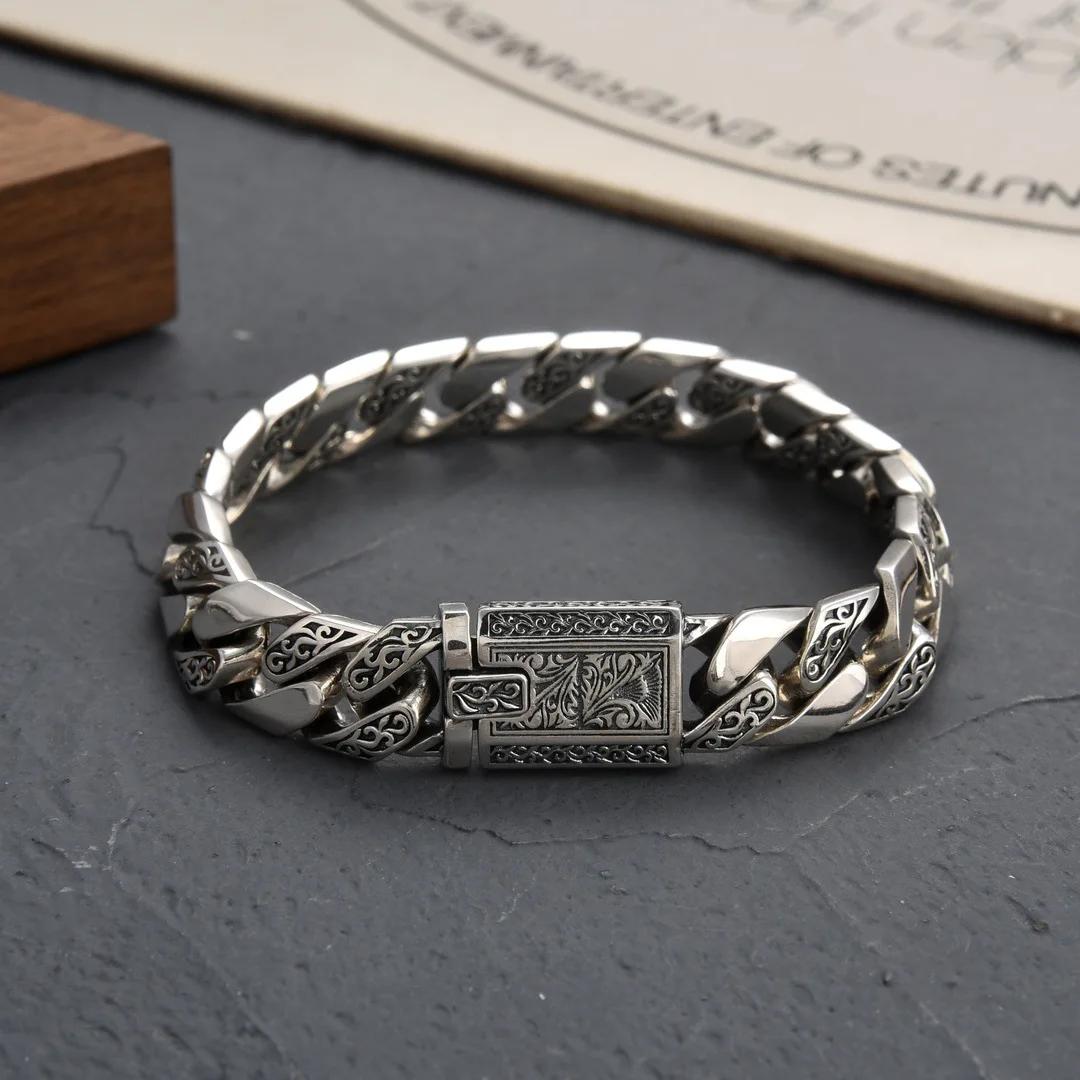 Guirlande de vigne intemporelle en argent Sterling S925, boucle rétro Punk, bijoux de réservoir, cad